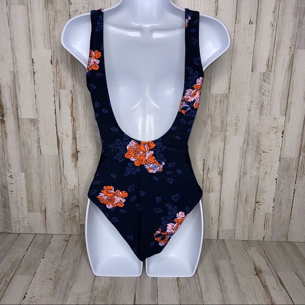 Cupshe Navy Floral Crochet One-Piece Swimsuit - Picture 3 of 3